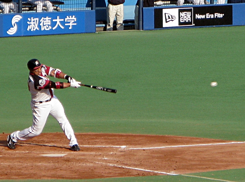 Benny smacks a single in the 7th off Kaneko