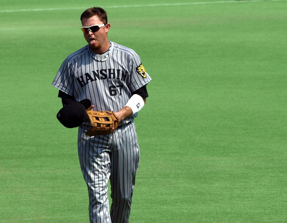 Brazell shows the 1st base ump how hot it is