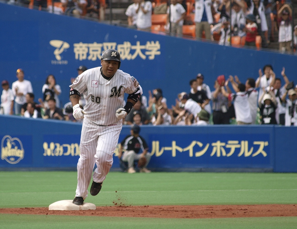 Benny makes the home run trot - hopefully not for the last time as a Marines player