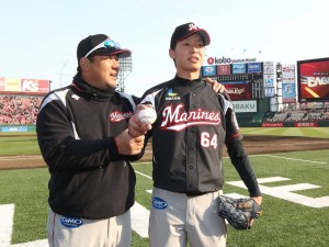 Futaki celebrating his first W - photo from marines.co.jp